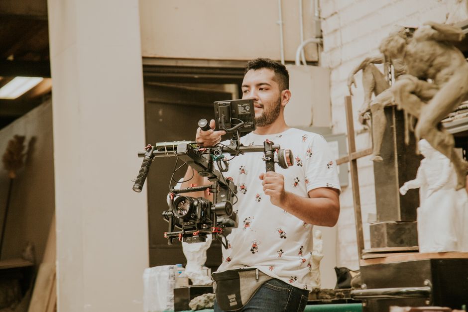 Wedding videographer working behind the camera
